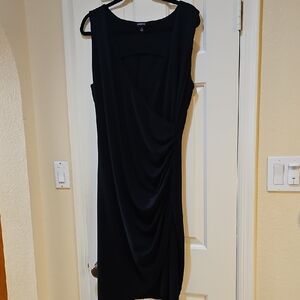 torrid Black Sleeveless Draped Faux-Wrap Midi Dress